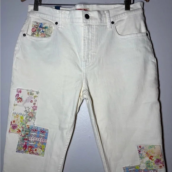 Johnny Was Dreamer Patchwork Cropped Boyfriend Jeans size 29 NEW - Picture 6 of 10